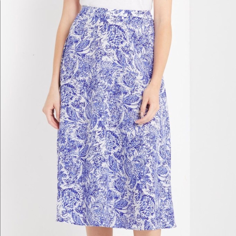 Purple Floral Tea Length Skirt